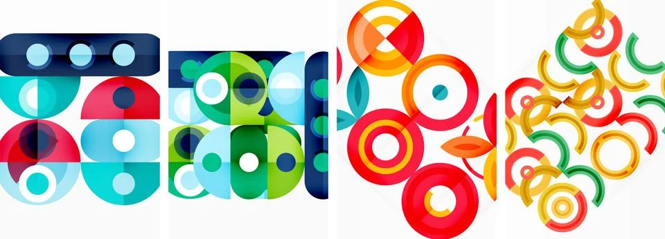 Round geometric elements and circles in background design for wallpaper Illustrazione stock
