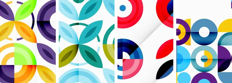 Round geometric elements and circles in background design for wallpaper Stock Illustration