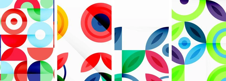 Round geometric elements and circles in background design for wallpaper Stock Illustration