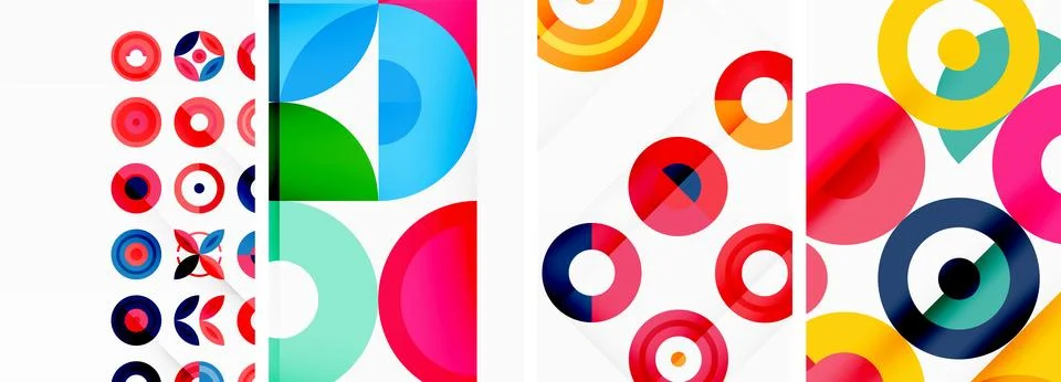 Round geometric elements and circles in background design for wallpaper Illustrazione stock