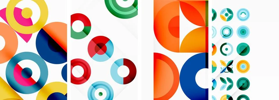 Round geometric elements and circles in background design for wallpaper Illustrazione stock