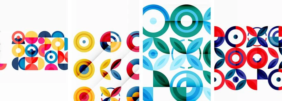 Round geometric elements and circles in background design for wallpaper イラスト素材