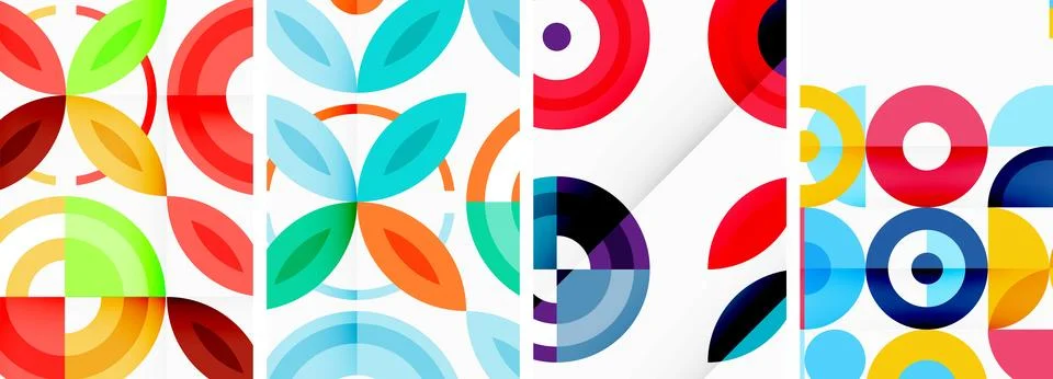 Round geometric elements and circles in background design for wallpaper Stock Illustration