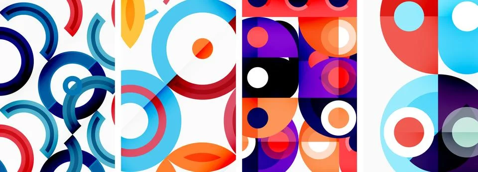 Round geometric elements and circles in background design for wallpaper Stockillustratie