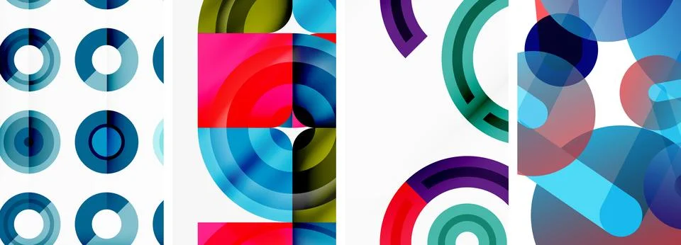 Round geometric elements and circles in background design for wallpaper Stock Illustration