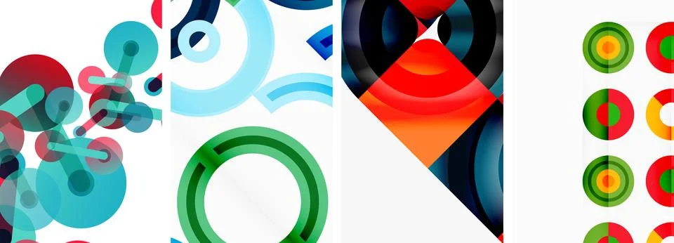 Round geometric elements and circles in background design for wallpaper Stock Illustration