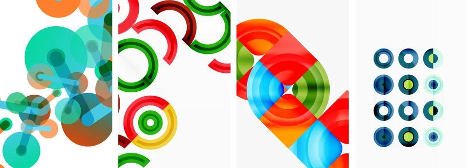 Round geometric elements and circles in background design for wallpaper Illustrazione stock