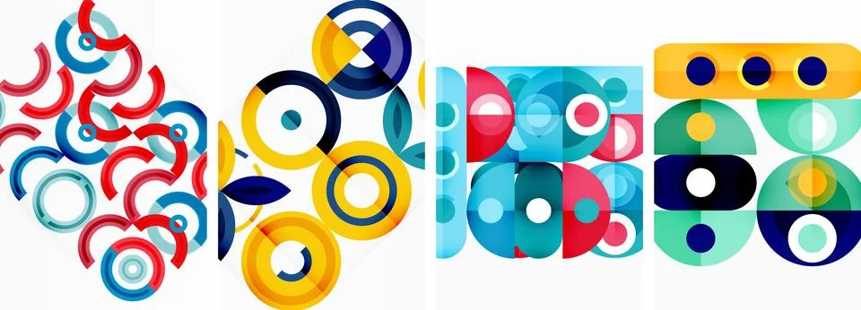 Round geometric elements and circles in background design for wallpaper Stock Illustration