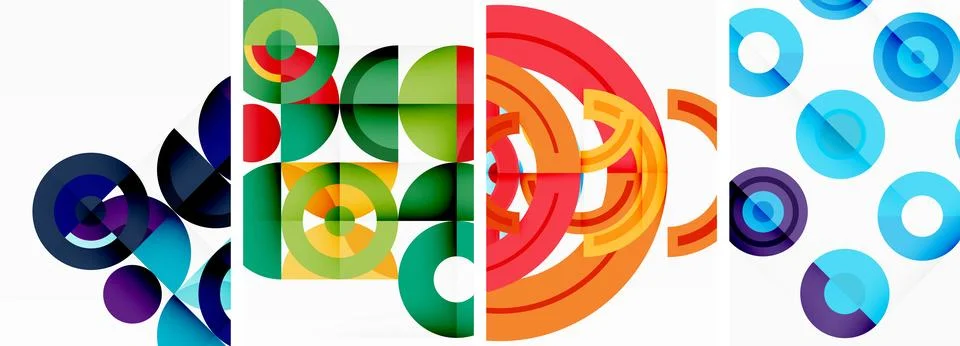 Round geometric elements and circles in background design for wallpaper Stock Illustration