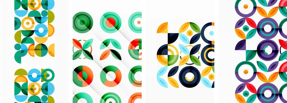 Round geometric elements and circles in background design for wallpaper Stock Illustration