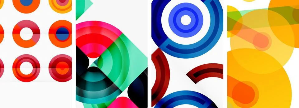 Round geometric elements and circles in background design for wallpaper Stock Illustration