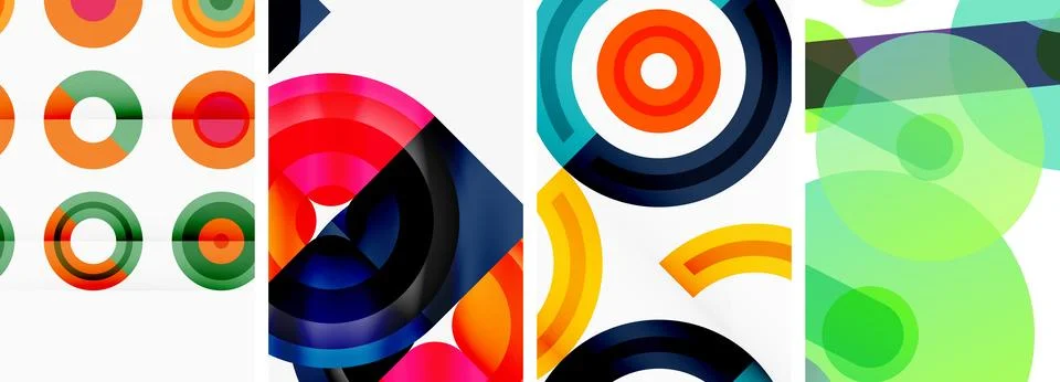 Round geometric elements and circles in background design for wallpaper Stock Illustration