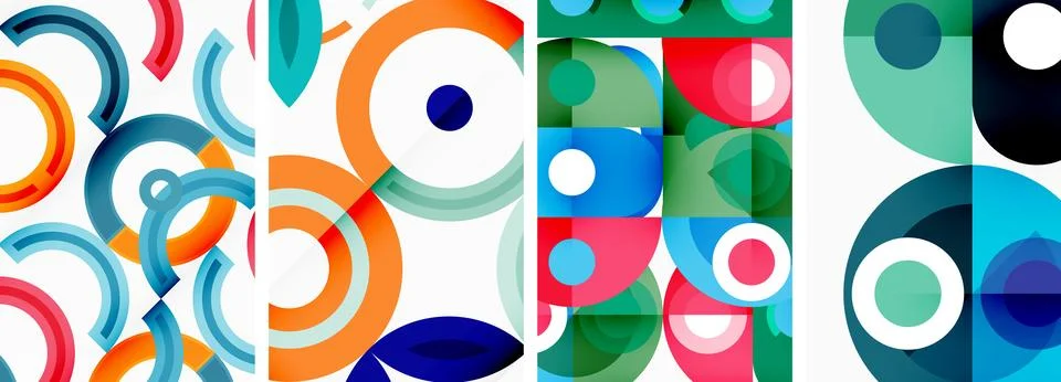 Round geometric elements and circles in background design for wallpaper Stock Illustration