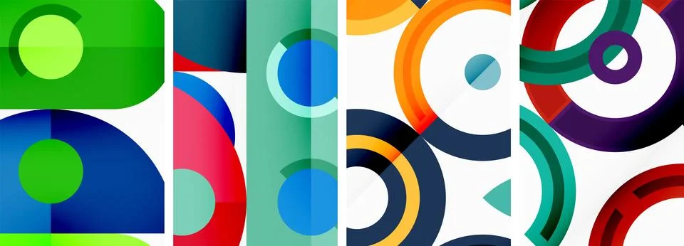 Round geometric elements and circles in background design for wallpaper Stock Illustration