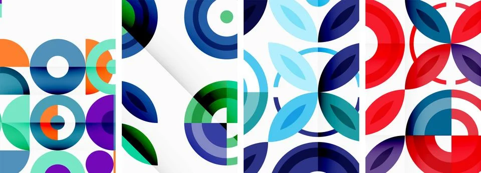 Round geometric elements and circles in background design for wallpaper Stock Illustration