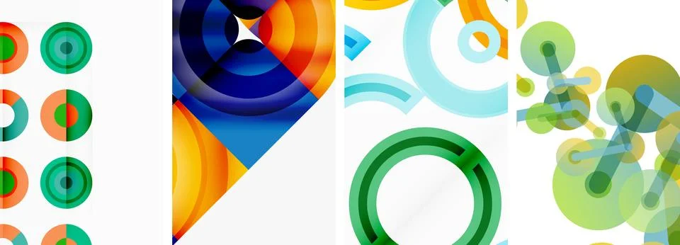 Round geometric elements and circles in background design for wallpaper Illustrazione stock