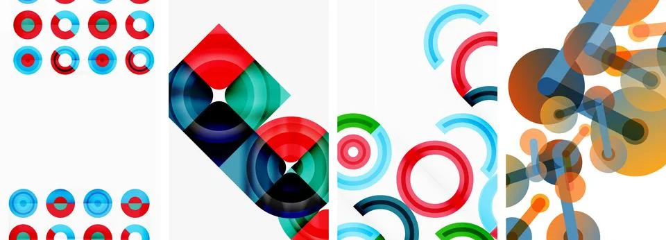 Round geometric elements and circles in background design for wallpaper Illustrazione stock
