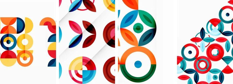 Round geometric elements and circles in background design for wallpaper Stock Illustration