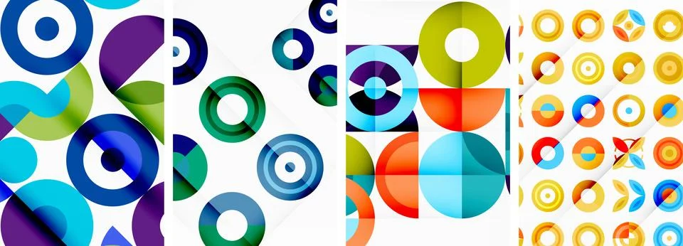 Round geometric elements and circles in background design for wallpaper Stock Illustration