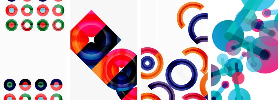 Round geometric elements and circles in background design for wallpaper Stock Illustration
