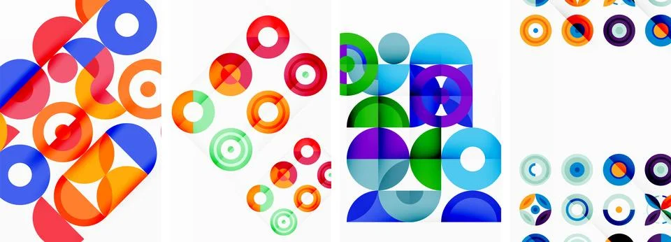 Round geometric elements and circles in background design for wallpaper Illustrazione stock