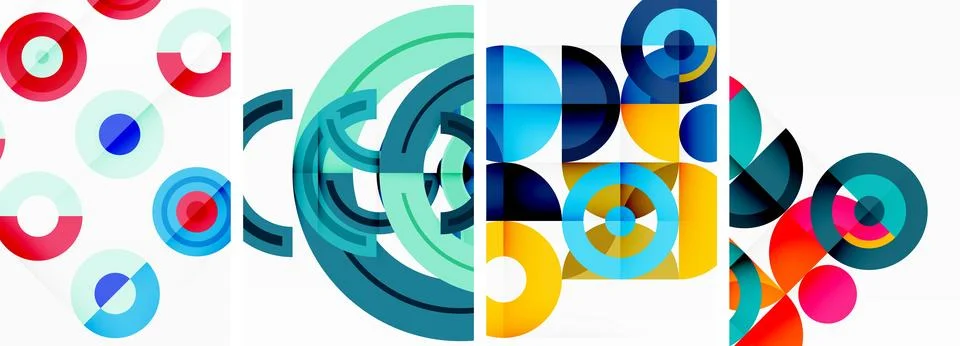 Round geometric elements and circles in background design for wallpaper イラスト素材