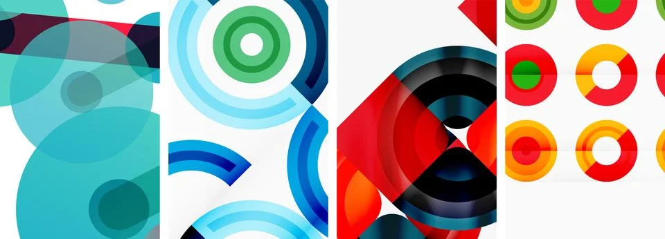 Round geometric elements and circles in background design for wallpaper Stockillustratie