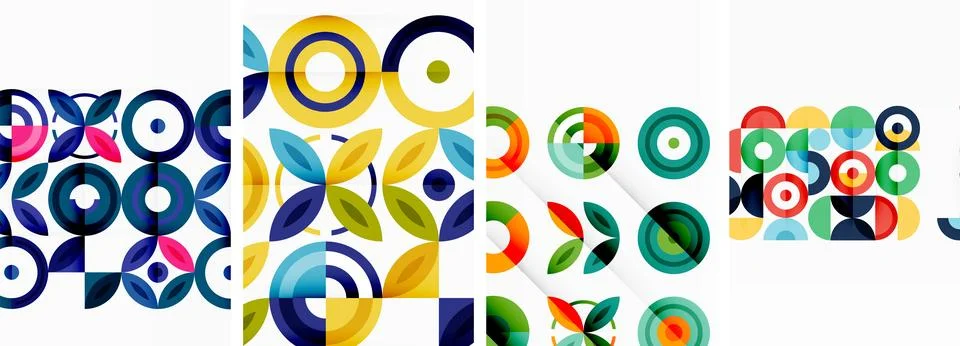 Round geometric elements and circles in background design for wallpaper Stock Illustration