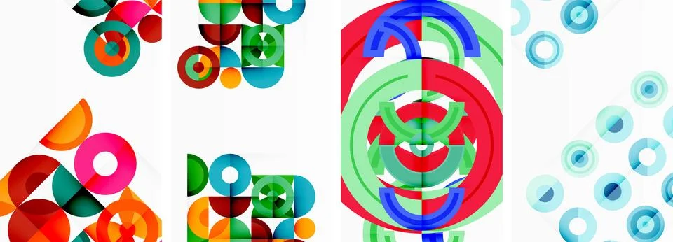 Round geometric elements and circles in background design for wallpaper Stock Illustration