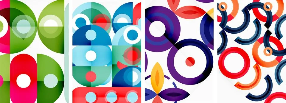 Round geometric elements and circles in background design for wallpaper Stock Illustration