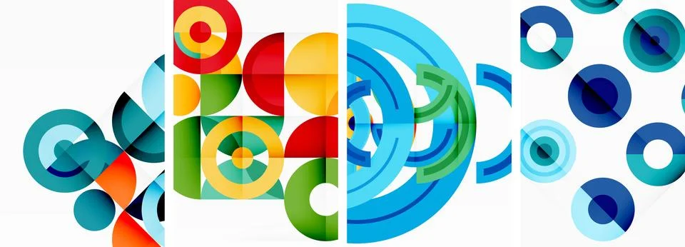 Round geometric elements and circles in background design for wallpaper 스톡 일러스트