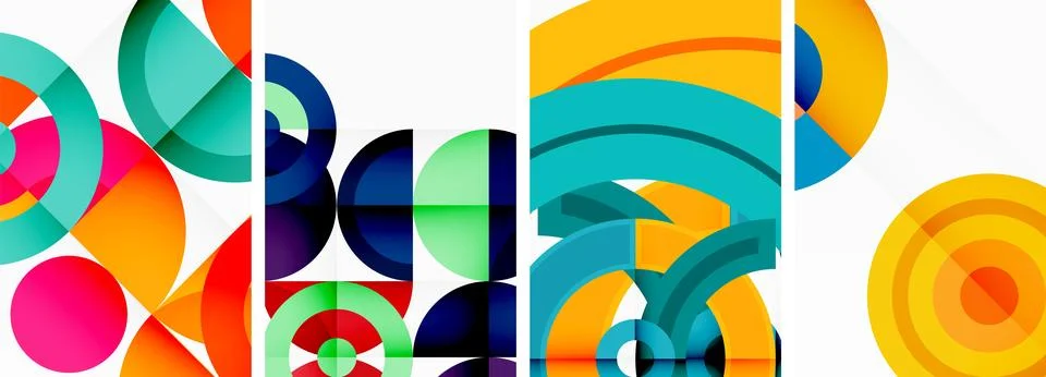 Round geometric elements and circles in background design for wallpaper イラスト素材