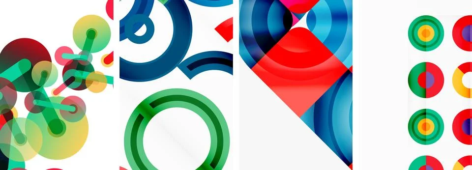 Round geometric elements and circles in background design for wallpaper Stock Illustration