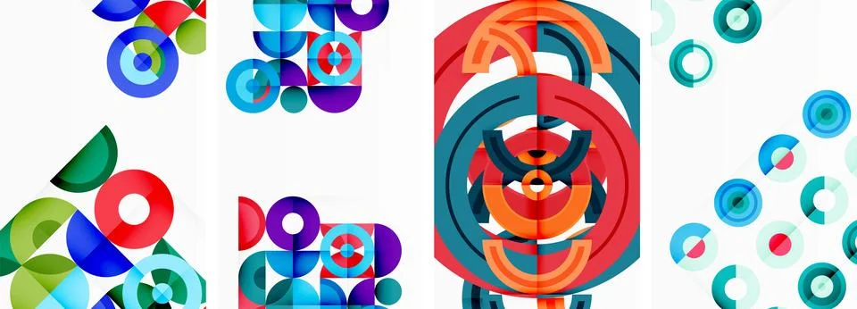 Round geometric elements and circles in background design for wallpaper Illustrazione stock