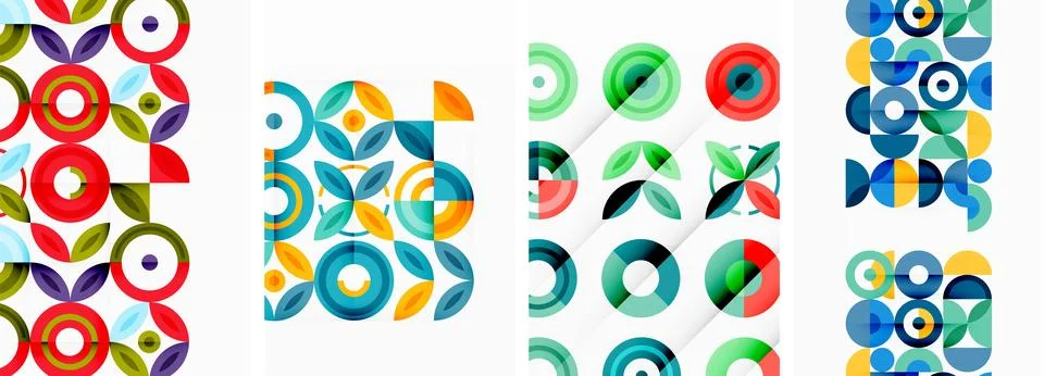 Round geometric elements and circles in background design for wallpaper Stock Illustration
