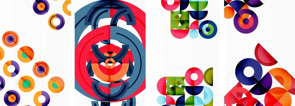Round geometric elements and circles in background design for wallpaper イラスト素材