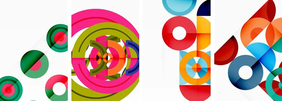 Round geometric elements and circles in background design for wallpaper Stock Illustration