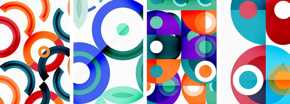 Round geometric elements and circles in background design for wallpaper Stock Illustration