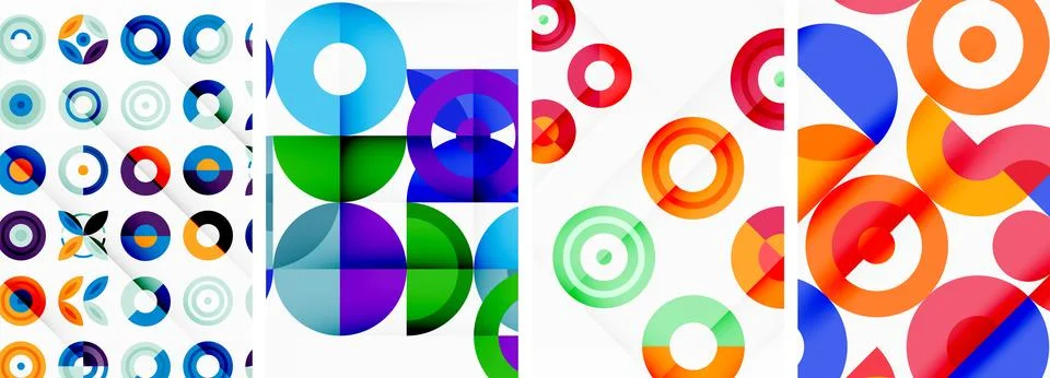 Round geometric elements and circles in background design for wallpaper Stock Illustration