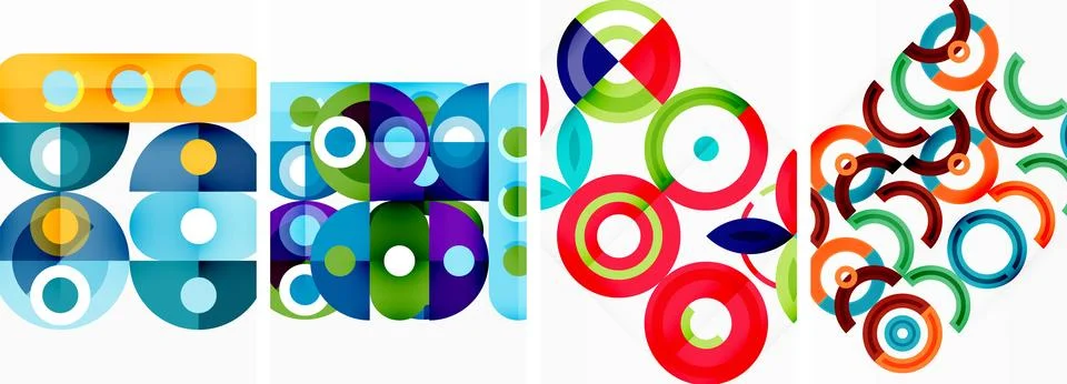 Round geometric elements and circles in background design for wallpaper Stock Illustration