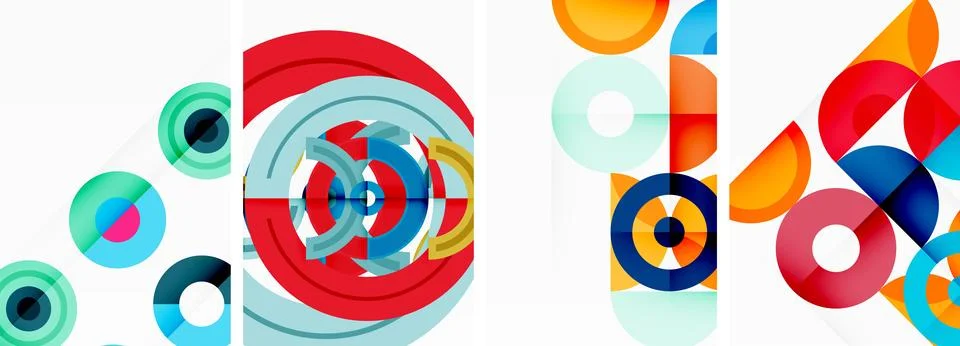 Round geometric elements and circles in background design for wallpaper Stock Illustration