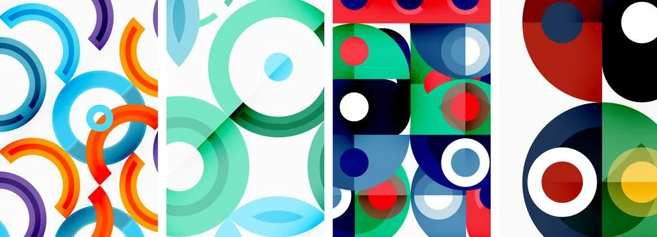 Round geometric elements and circles in background design for wallpaper Stock Illustration