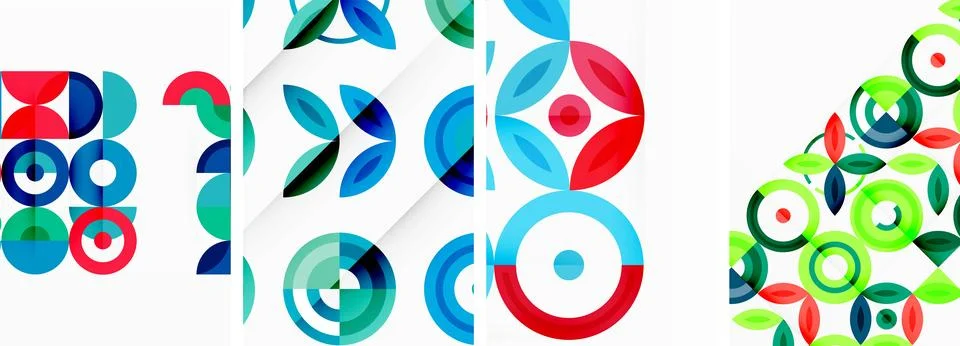 Round geometric elements and circles in background design for wallpaper Stock Illustration