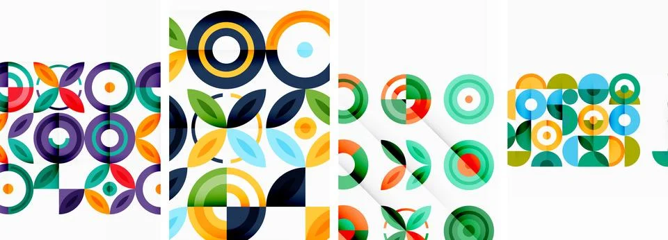 Round geometric elements and circles in background design for wallpaper イラスト素材