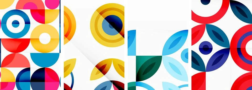 Round geometric elements and circles in background design for wallpaper 库存插图