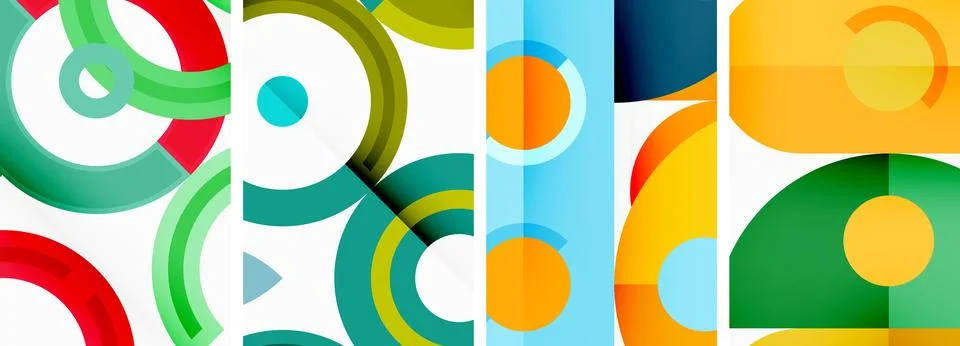 Round geometric elements and circles in background design for wallpaper Stock Illustration