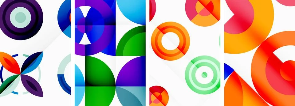 Round geometric elements and circles in background design for wallpaper Stock Illustration