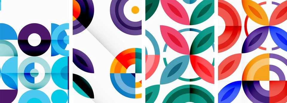 Round geometric elements and circles in background design for wallpaper イラスト素材