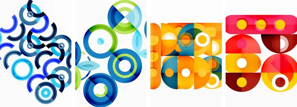 Round geometric elements and circles in background design for wallpaper Stock Illustration