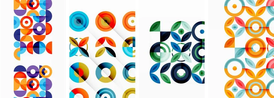 Round geometric elements and circles in background design for wallpaper Stock Illustration